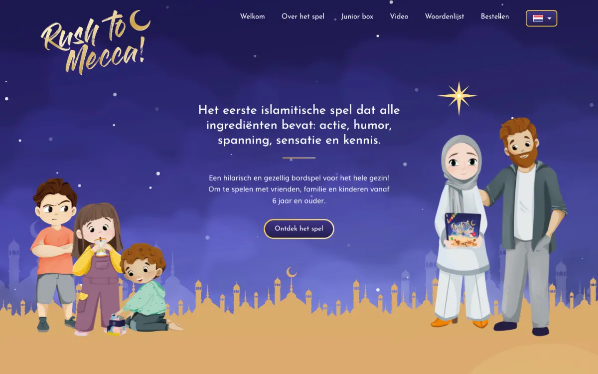 Rush to Mecca website op laptop en telefoon