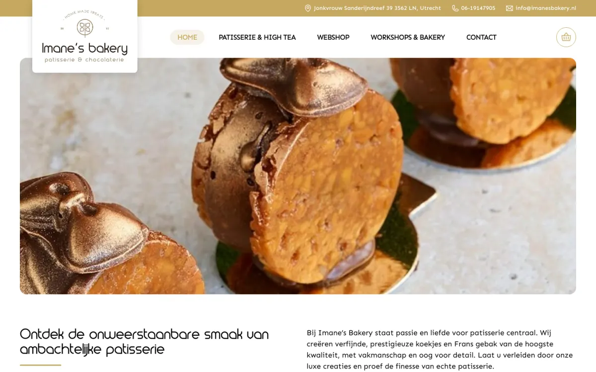 Imane's Bakery website op laptop en telefoon